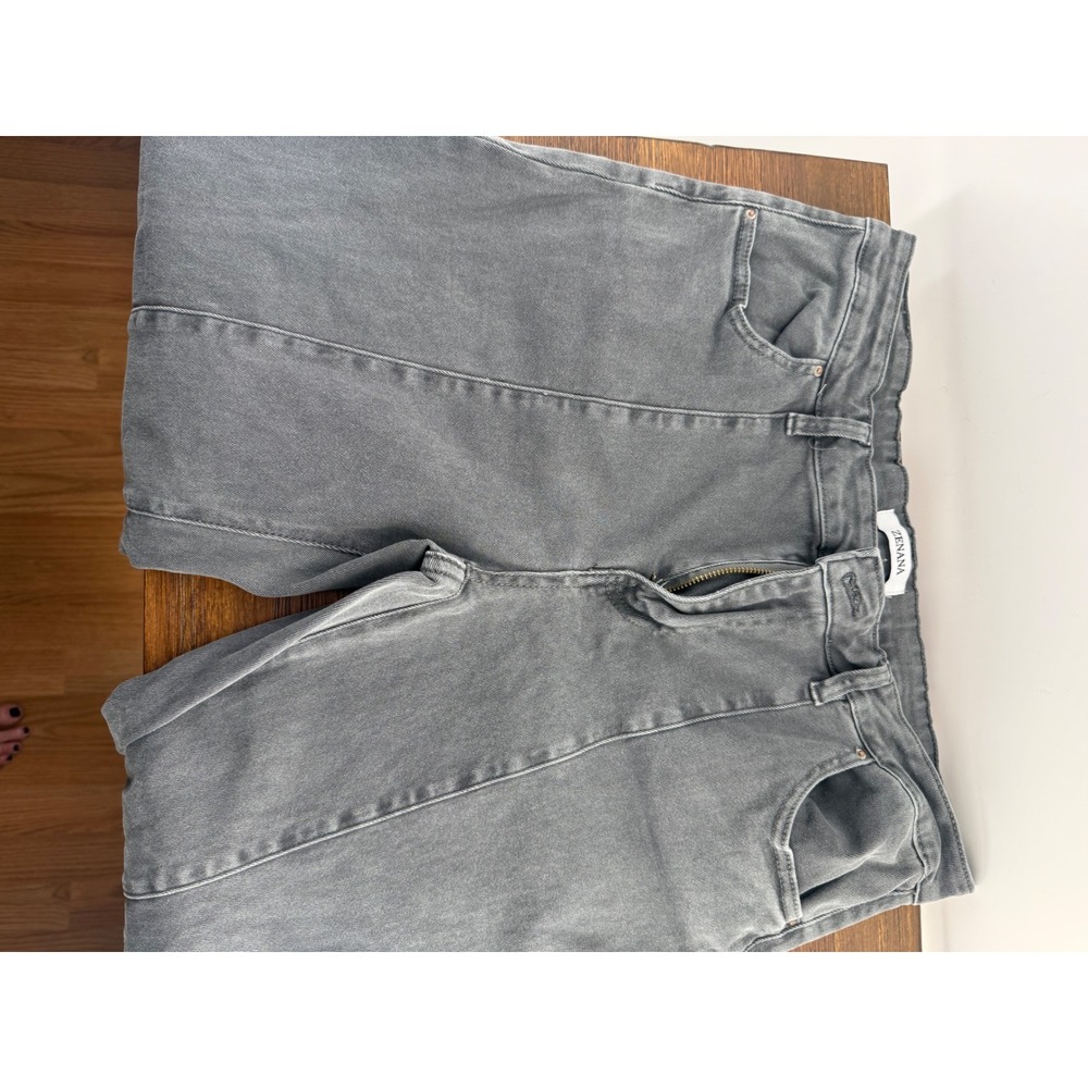 Zenana Washed Gray Wide Leg Front Seam Denim Pants XL DMP-1753A